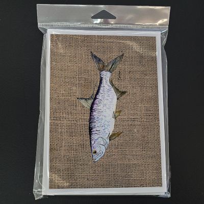 Caroline's Treasures Fish - Tarpon Faux Burlap Greeting Cards and Envelopes Pack of 8, 7 x 5, Fish Image 2