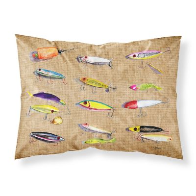 Caroline's Treasures Fishing Lures Fabric Standard Pillowcase, 30 x 20.5, Fish Image 1