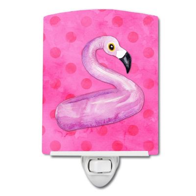 Caroline's Treasures Flamingo Floaty Pink Polkadot Ceramic Night Light, 4 x 6, Birds Image 1