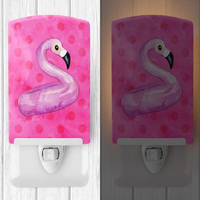 Caroline's Treasures Flamingo Floaty Pink Polkadot Ceramic Night Light, 4 x 6, Birds Image 1
