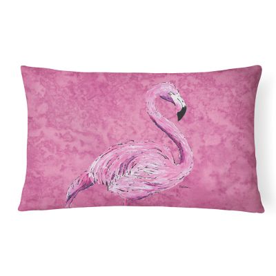 Caroline's Treasures Flamingo on Pink Canvas Fabric Decorative Pillow, 12 x 16, Birds Image 1