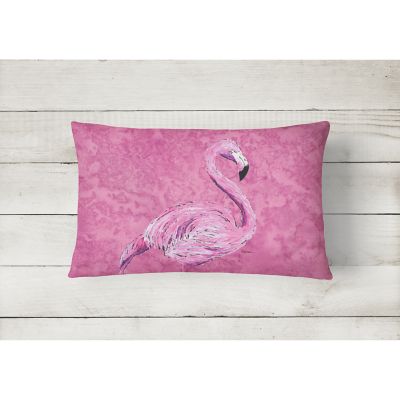 Caroline's Treasures Flamingo on Pink Canvas Fabric Decorative Pillow, 12 x 16, Birds Image 1