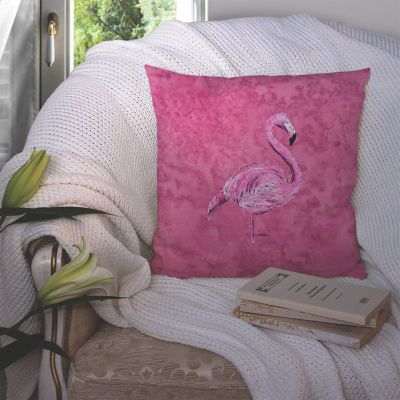Caroline's Treasures Flamingo on Pink Fabric Decorative Pillow, 18 x 18, Birds Image 1