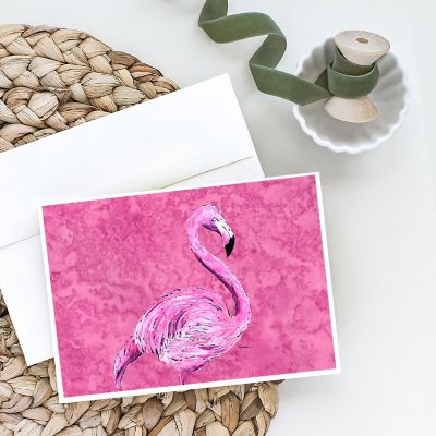 Caroline's Treasures Flamingo on Pink Greeting Cards and Envelopes Pack of 8, 7 x 5, Birds Image 1