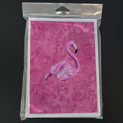 Caroline's Treasures Flamingo on Pink Greeting Cards and Envelopes Pack of 8, 7 x 5, Birds Image 2