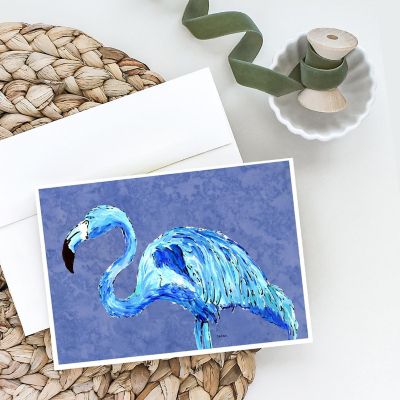 Caroline's Treasures Flamingo On Slate Blue Greeting Cards and Envelopes Pack of 8, 7 x 5, Birds Image 1
