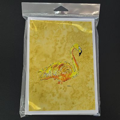 Caroline's Treasures Flamingo on Yellow Greeting Cards and Envelopes Pack of 8, 7 x 5, Birds Image 2