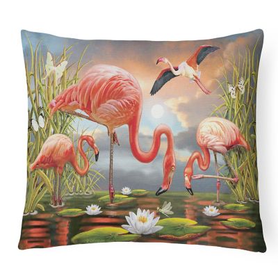 Caroline's Treasures Flamingos Canvas Fabric Decorative Pillow, 12 x 16, Birds Image 1