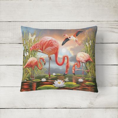 Caroline's Treasures Flamingos Canvas Fabric Decorative Pillow, 12 x 16, Birds Image 1