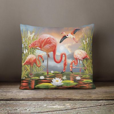 Caroline's Treasures Flamingos Canvas Fabric Decorative Pillow, 12 x 16, Birds Image 3