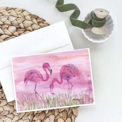 Caroline's Treasures Flamingos Greeting Cards and Envelopes Pack of 8, 7 x 5, Birds Image 1