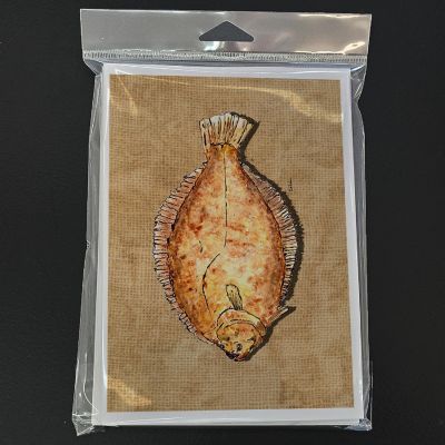 Caroline's Treasures Flounder Greeting Cards and Envelopes Pack of 8, 7 x 5, Fish Image 2