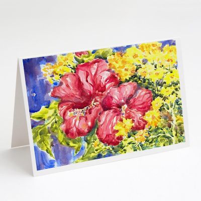 Caroline's Treasures Flower - Hibiscus Greeting Cards and Envelopes Pack of 8, 7 x 5, Flowers Image 1