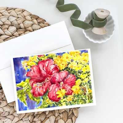 Caroline's Treasures Flower - Hibiscus Greeting Cards and Envelopes Pack of 8, 7 x 5, Flowers Image 1