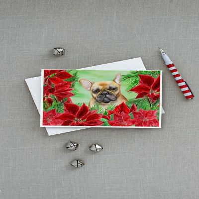 Caroline's Treasures French Bulldog Poinsettas Greeting Cards and Envelopes Pack of 8, 7 x 5, Dogs Image 2