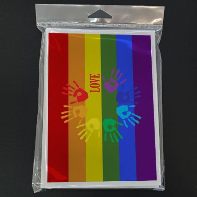 Caroline's Treasures Gay Pride Love Hands Greeting Cards and Envelopes Pack of 8, 7 x 5, Pride Image 2