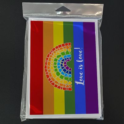 Caroline's Treasures Gay Pride Love is Love Mosaic Rainbow Greeting Cards and Envelopes Pack of 8, 7 x 5, Pride Image 1
