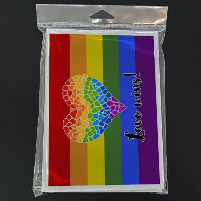 Caroline's Treasures Gay Pride Love Wins Mosaic Heart Greeting Cards and Envelopes Pack of 8, 7 x 5, Pride Image 2