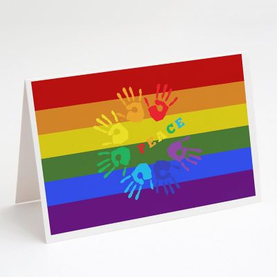 Caroline's Treasures Gay Pride Peace Hands Greeting Cards and Envelopes Pack of 8, 7 x 5, Pride Image 1