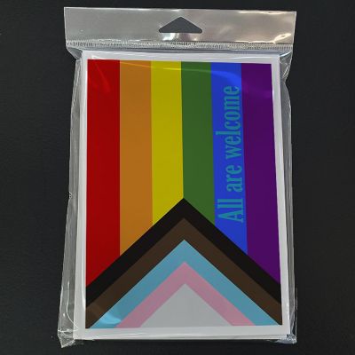 Caroline's Treasures Gay Pride Progress Pride All are Welcome Greeting Cards and Envelopes Pack of 8, 7 x 5, Pride Image 2