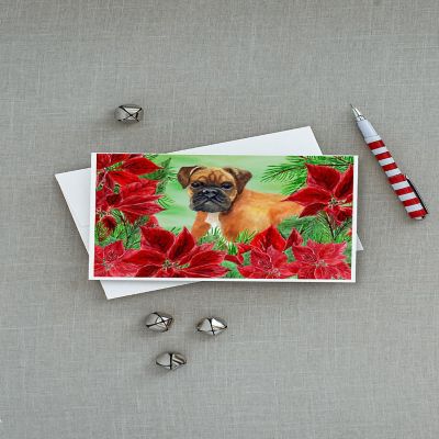 Caroline's Treasures German Boxer Poinsettas Greeting Cards and Envelopes Pack of 8, 7 x 5, Dogs Image 2