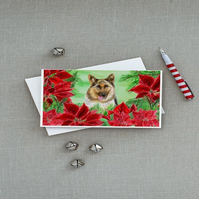 Caroline's Treasures German Shepherd Poinsettas Greeting Cards and Envelopes Pack of 8, 7 x 5, Dogs Image 2