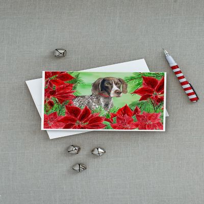 Caroline's Treasures German Shorthaired Pointer Poinsettas Greeting Cards and Envelopes Pack of 8, 7 x 5, Dogs Image 2