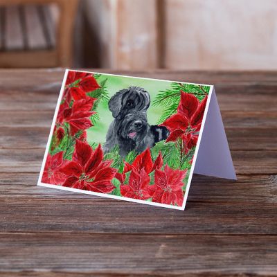 Caroline's Treasures Giant Schnauzer Poinsettas Greeting Cards and Envelopes Pack of 8, 7 x 5, Dogs Image 1