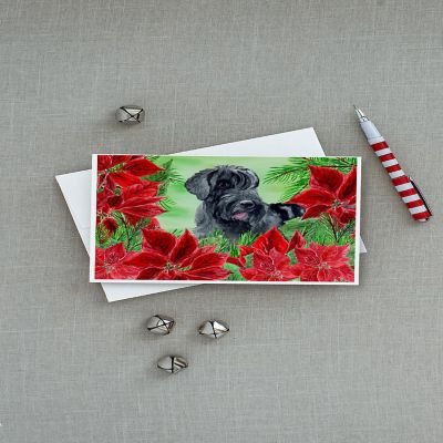 Caroline's Treasures Giant Schnauzer Poinsettas Greeting Cards and Envelopes Pack of 8, 7 x 5, Dogs Image 2