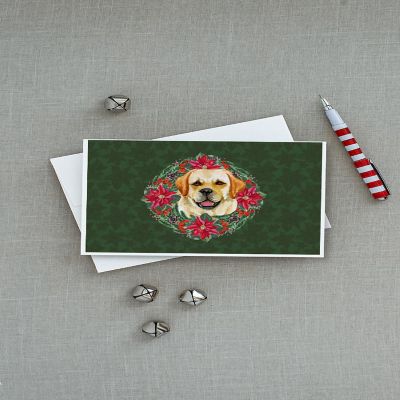 Caroline's Treasures Golden Retriever Poinsetta Wreath Greeting Cards and Envelopes Pack of 8, 7 x 5, Dogs Image 2
