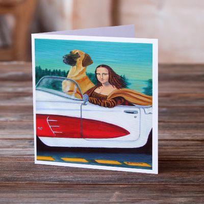 Caroline's Treasures Great Dane with Mona Lisa Greeting Cards and Envelopes Pack of 8, 7 x 5, Dogs Image 1