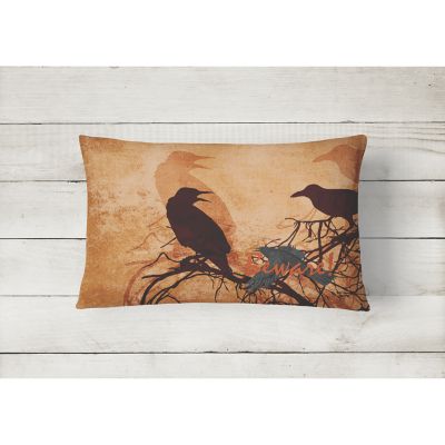 Caroline's Treasures Halloween, Beware of the Black Crows Halloween Canvas Fabric Decorative Pillow, 12 x 16, Seasonal Image 1