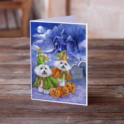 Caroline's Treasures Halloween, Bichon Frise Halloween Haunted House Greeting Cards and Envelopes Pack of 8, 7 x 5, Dogs Image 1
