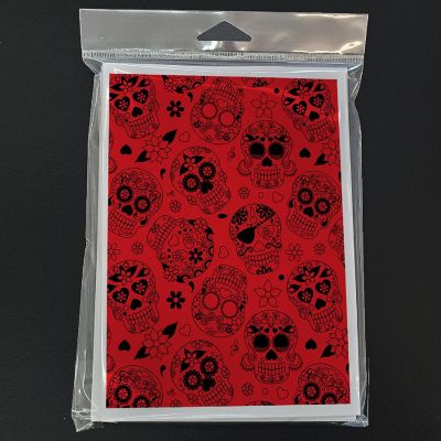Caroline's Treasures Halloween, Day of the Dead Red Greeting Cards and Envelopes Pack of 8, 7 x 5, Seasonal Image 2