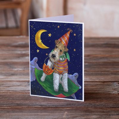 Caroline's Treasures Halloween, Fox Terrier Halloween Trick or Treat Greeting Cards and Envelopes Pack of 8, 7 x 5, Dogs Image 1