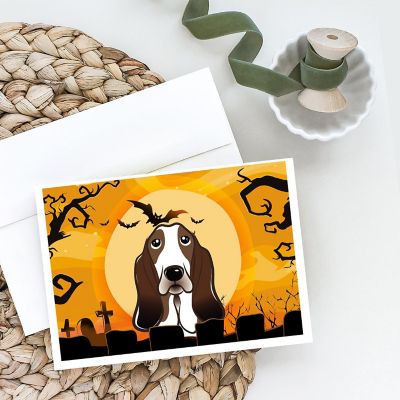 Caroline's Treasures Halloween, Halloween Basset Hound Greeting Cards and Envelopes Pack of 8, 7 x 5, Dogs Image 1