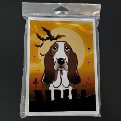Caroline's Treasures Halloween, Halloween Basset Hound Greeting Cards and Envelopes Pack of 8, 7 x 5, Dogs Image 2
