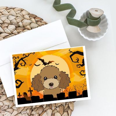 Caroline's Treasures Halloween, Halloween Chocolate Brown Poodle Greeting Cards and Envelopes Pack of 8, 7 x 5, Dogs Image 1