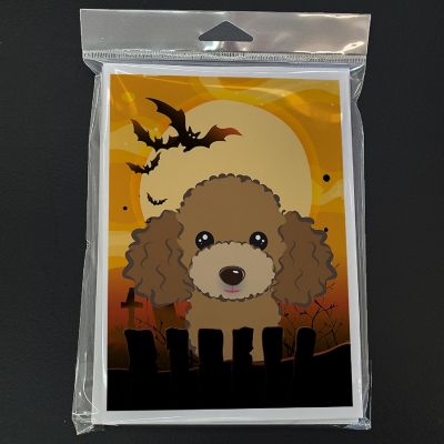 Caroline's Treasures Halloween, Halloween Chocolate Brown Poodle Greeting Cards and Envelopes Pack of 8, 7 x 5, Dogs Image 2