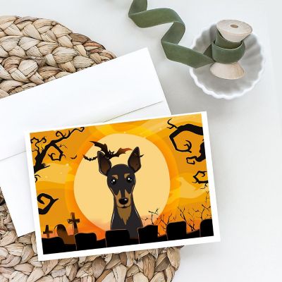 Caroline's Treasures Halloween, Halloween Min Pin Greeting Cards and Envelopes Pack of 8, 7 x 5, Dogs Image 1