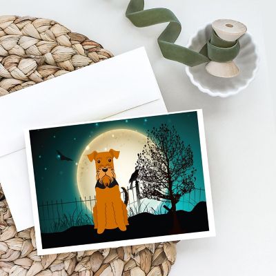 Caroline's Treasures Halloween, Halloween Scary Airedale Greeting Cards and Envelopes Pack of 8, 7 x 5, Dogs Image 1