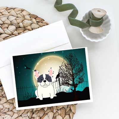 Caroline's Treasures Halloween, Halloween Scary French Bulldog Piebald Greeting Cards and Envelopes Pack of 8, 7 x 5, Dogs Image 1