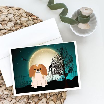 Caroline's Treasures Halloween, Halloween Scary Pekingese Red White Greeting Cards and Envelopes Pack of 8, 7 x 5, Dogs Image 1