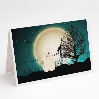 Caroline's Treasures Halloween, Halloween Scary Poodle White Greeting Cards and Envelopes Pack of 8, 7 x 5, Dogs Image 1
