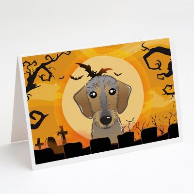Caroline's Treasures Halloween, Halloween Wirehaired Dachshund Greeting Cards and Envelopes Pack of 8, 7 x 5, Dogs Image 1