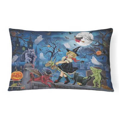Caroline's Treasures Halloween, Littlest Witch's Halloween Party Canvas Fabric Decorative Pillow, 12 x 16, Seasonal Image 1