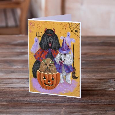 Caroline's Treasures Halloween, Poodle Halloween Greeting Cards and Envelopes Pack of 8, 7 x 5, Dogs Image 1