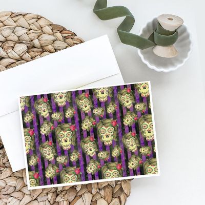 Caroline's Treasures Halloween, Watecolor Day of the Dead Halloween Greeting Cards and Envelopes Pack of 8, 7 x 5, Seasonal Image 1