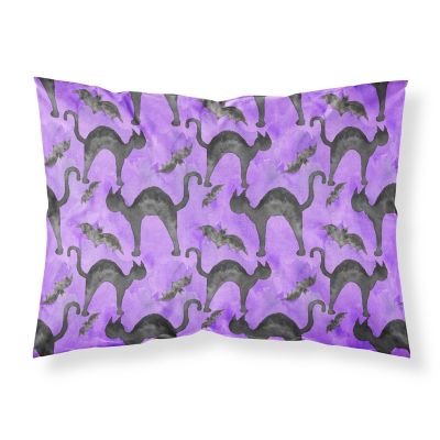 Caroline's Treasures Halloween, Watecolor Halloween Black Cats on Purple Fabric Standard Pillowcase, 30 x 20.5, Cats Image 1