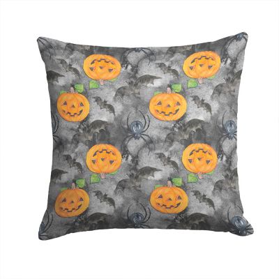 Caroline's Treasures Halloween, Watecolor Halloween Jack-O-Lantern Bats Fabric Decorative Pillow, 14 x 14, Seasonal Image 1